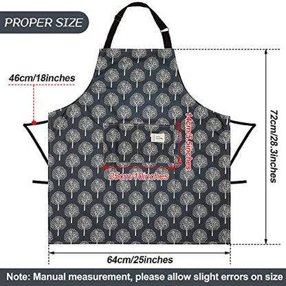 SATINIOR 3 Pcs Waterproof Kitchen Apron with 2 Pockets - color: Black and Grey