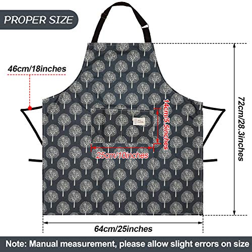 SATINIOR 3 Pcs Waterproof Kitchen Apron with 2 Pockets - color: Black and Grey