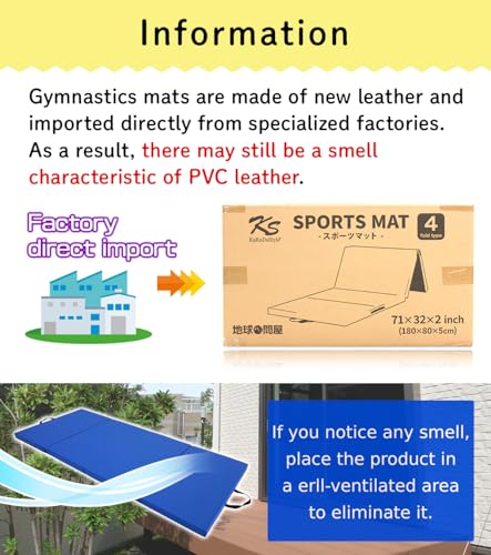 KaRaDaStyle Gymnastics Mat Folding Stretch Mats 71"x31"x2" Exercise Muscle Training Children Play Horizontal Bar Mat Yoga Sports Soundproof Home Use - color: Beige/4-fold