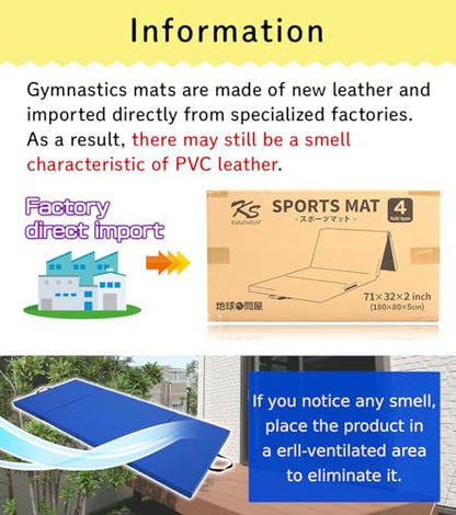 KaRaDaStyle Gymnastics Mat Folding Stretch Mats 71"x31"x2" Exercise Muscle Training Children Play Horizontal Bar Mat Yoga Sports Soundproof Home Use - color: Beige/4-fold