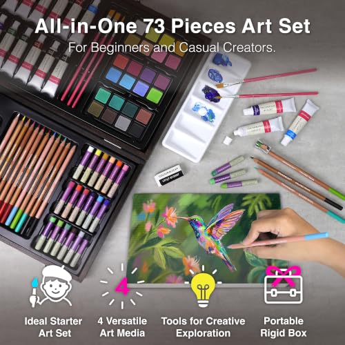 73-Piece Art Set – Premium Art Supplies Kit for Adults, All-in-One Painting and Drawing Set for Artists and Hobbyists