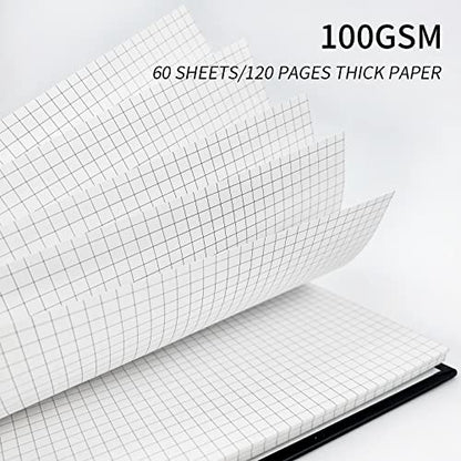 Graph Paper Notebook Spiral Notebook 8.5" x 11"-4 Pack Grid Paper Notebook Graph notebook Engineering notebook 120 Pages 100 GSM Thick Graphing Paper Notebook Hardcover Journal for School, | 4 Pack Grid Paper Notebook Graph notebook Engineering notebook T