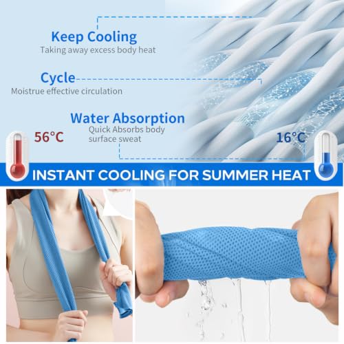 Puomue 5 Pack Cooling Towels, 40 Inches x 12 Inches, Breathable Soft Chilly Microfiber Towel for Yoga, Sport, Running, Workout, Gym, Camping and Fitness, Blue - color: Blue1
