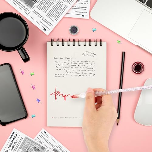 Luxiv Glass Dip Pen Set, Purple Crystal Pen With Ink, Holder, and Package - color: Pink, style: Basic