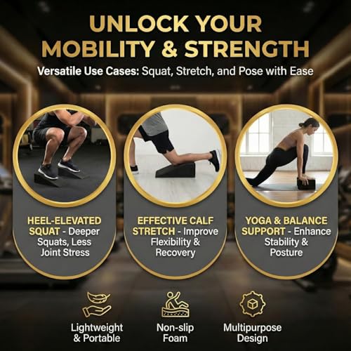 Pack of 2 Squat Wedge Block for Elevated Heel Squats and Deadlifts - Improve Mobility, Balance, and Strength - Non-Slip