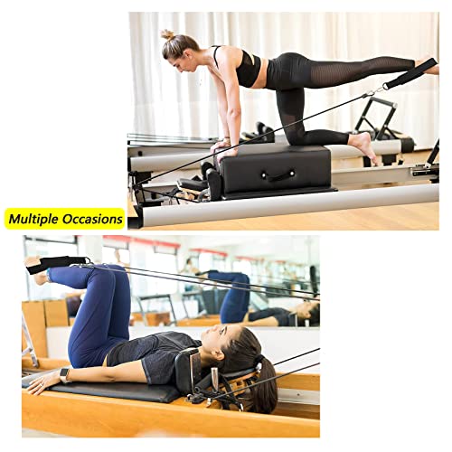 LOOEEL 2Pcs Pilates Double Loop Straps Feet Fitness Equipment Straps Double Padded Pilates D-Ring Loops Yoga Double Loop Straps Handle Straps Pilates Reformer Accessories for Home Gym Workout