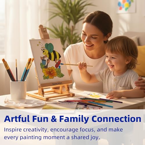 Painting Set for Kids with Table Easel | Acrylic Painting Starter Kit with Paints, Colored Pencils, Brushes, Canvas &Watercolor Pad for Christmas Gift, Blue - color: Blue