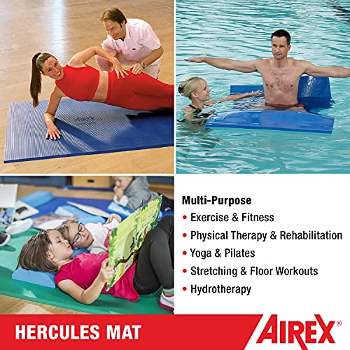 AIREX Hercules 요가, 물리 치료, 재활, 균형 및 안정성 운동, 필라테스, 에어로빅을 위한 프리미엄 운동 매트 피트니스 - color: 초록색.