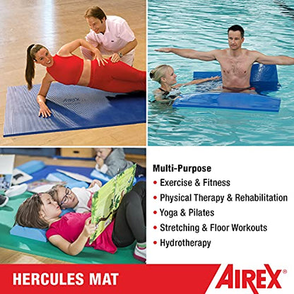 AIREX Hercules 요가, 물리 치료, 재활, 균형 및 안정성 운동, 필라테스, 에어로빅을 위한 프리미엄 운동 매트 피트니스 - color: 블루.