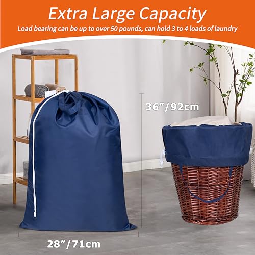Polecasa 2 Pack Extra Heavy-Duty Laundry Bag with Handles, Navy, 28x36" - color: Navy, size: 28" x 36" | 2 Pack