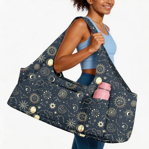 Yoga Mat Bag for Women Men Large Yoga Bag Travel - color: Sun and Moon