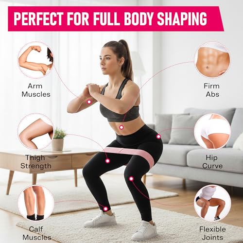 Poler Booty Resistance Bands Set for Women – 3 Fabric Bands (Light, Medium, Heavy) + Pilates Ball – Non-Slip Glute & Leg Workout Kit for Home Fitness, Yoga & Strength Training - color: Black P