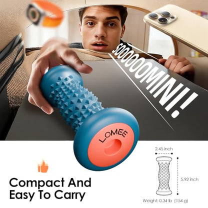 Foot Roller Massager for Plantar Fasciitis, Foot Arch and Heel Pain Relief | Deep Tissue Muscle Massage, Feet Ergonomic & Rounded Top Design - color: Cyan