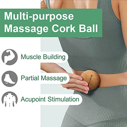 COENGWO Cork Ball Lacrosse Ball, Deep Tissue Muscle Tension Therapy Ball for Trigger Point Therapy, Muscle Soreness, Yoga Therapy, 2.4 Inch - size: 2 balls (2.4'') (No Bag)