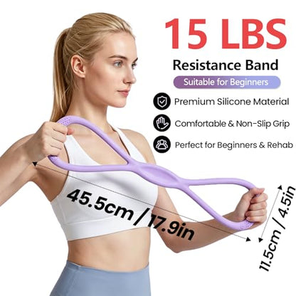 Figure 8 Resistance Band, Figure 8 Resistance Bands for Women Men,Resistance Band Figure for Working Out, Non-Slip Handles, Home Gym, Yoga & Physical Therapy - color: 15 LBS Purple