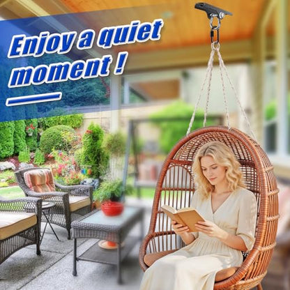 Dolibest Heavy Duty Swing Hanger, Ceiling Mount Swing Hook,One-Piece Design Base, Swing Set Hardware for Punching Bag, Boxing, Hammock Chair, Yoga Swing, Porch Swing, Swing Seat (180° Rotation) - color: C: 180° Swing Swing Hanger With Carabiner