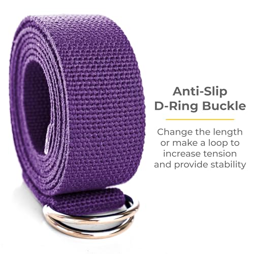 Bulk Yoga Straps, 10 Pack, 8ft, D-Ring Buckle - color: Purple