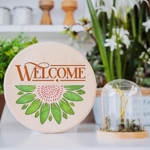 Sitsink Welcome Home Stencils for Painting - 26 Pcs Reusable Art Templates, Happy Family Blessing Stencils for Wood Sign Wall DIY Crafts Gift Projects - style: welcome home