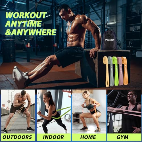 LEEKEY 5-Level Pull Up Assistance Bands Full-Body Training | Resistance Bands with Grip、Door Anchor Physical Therapy Home Gym Workouts Strength Bands for Senior/Adults - style: 5-125LBS MORANDI