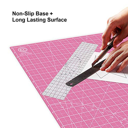 KC GLOBAL A2 (24"x18") Self-Healing Cutting Mat (Pink) - Sturdy, Reversible, Eco-Friendly, Non-Slip. Premium Desk Mat for Crafters, Quilters, and Hobbyist - color: Pink, size: 24"L x 18"W