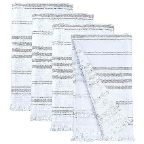 Ample Decor Cotton Hand Towels 16x28 Inches, Turkish Style, Quick Dry, Multi-Purpose Kitchen & Bathroom Towels, Oeko-Tex Certified, Set of 4, Gray - color: Grey, size: Hand Towel Set of 4