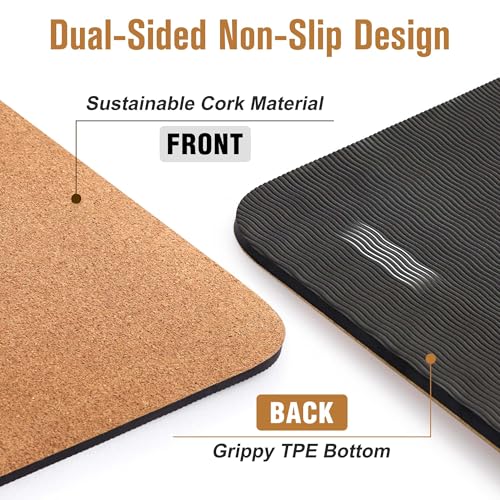 Umineux Cork Yoga Mat 1/4 & 2/5 Inch Thick 72 x 26 in - color: Brown, size: 6MM