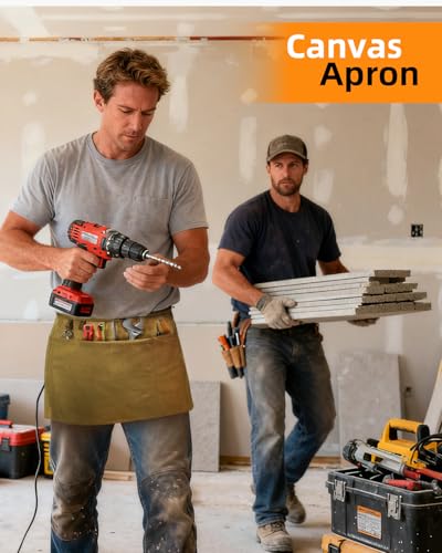 Canvas Work Waist Apron with 3 Pocket - color: 1 Pack Brown Tool Apron