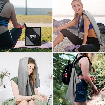Microfiber Travel Towel, Quick Dry Camping & Gym Towel. Compact - color: Gray, size: S:16"×32"