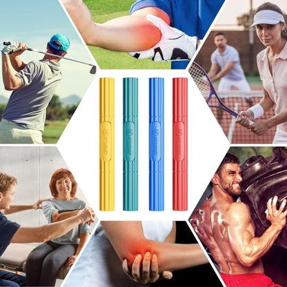 FitBeast Flex Therapy Bar, Tennis Elbow Therapy Bar - Ideal for Relieve Tendonitis Pain & Improve Grip Strength, Fitness Resistance Bar for Golfers Elbow & Tendinitis, Twist Bar for Physical Therapy - color: 4 Piece Set - Yellow Green Blue Red
