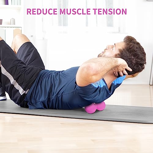 5BILLION Peanut Massage Ball - Double Lacrosse Massage Ball & Mobility Ball for Physical Therapy, Deep Tissue Massage Tool for Myofascial Release, Muscle Relaxer, Pink - color: Pink