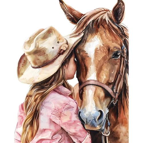Paint by Numbers Kit for Adults, Horse DIY Painting Kit, 16x20 Inch | Cowgirl Paint by Numbers for Adults Beginners, Without Frame, Relaxing Hobby, Western Wall Art, Home Decor, Creative Gift - color: CYOP1P15