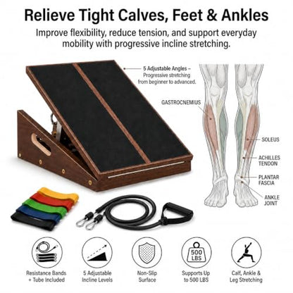 Adjustable Wooden Slant Board for Calf Stretching