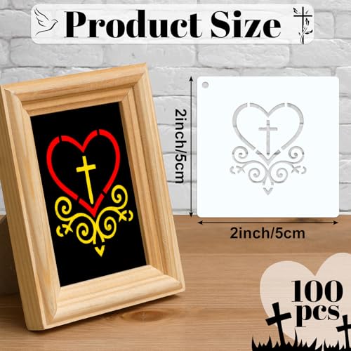 Fainne 100 Pcs 2 Inch Cross Stencils Small Stencils for Painting | Reusable Craft Stencils, DIY Scrapbook, Wood Wall Fabric Rock Chalkboard Sign Painting, Home Art Decor Projects - style: Easter Style