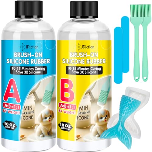 JDiction Brush-On Silicone Mold Making Kit, 10-15 Minutes Fast Cure Silicone Rubber, 20OZ Super Elastic Liquid Mold Making Silicone for Casting Resin Molds & Silicone Molds - size: 20oz