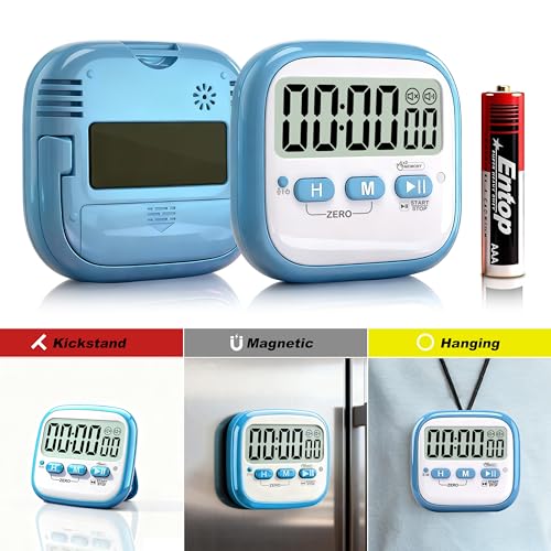 Antonki 2 Pack Classroom Timers for Kids Teachers, Magnetic Countdown Digital Kitchen Timer for Cooking, Study, Exercise, Games, Time Mangement - Loud/Silent Mode - Battery Included - color: 2* Sky Blue & Green ( Classic Pair )