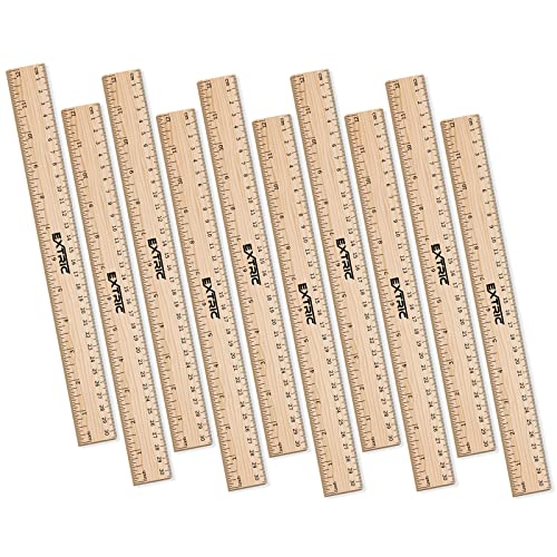 Rulers 12 Inch Bulk for Classroom 10 PK Wooden Ruler for Kids | Use for School, Office, Home, Features Imperial & Metric Measurements