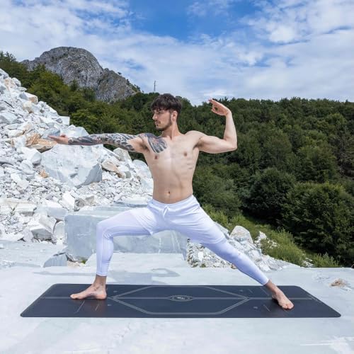Liforme XL Yoga Mat - Patented Alignment Design, Advanced Non-Slip Grip | Eco-friendly, Non-Toxic, Sweat-Resistant, long, wide, 4.2mm thick mat for comfort, recommended for Hot Yoga, Free Yoga Bag - color: XL Black