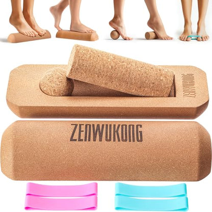 Cork Balance Board - Premium Cork Stability Balance Trainer | Foot & Ankle Strengthener to Improve Mobility, Prevent Falls | Home Gym Fitness Equipment | Mobility Trainer for Adults
