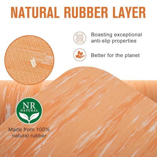 UMINEUX Extra Thick Yoga Mat, 2/5 Inch (10MM), Natural Rubber and TPE Non Slip Yoga Mats with Strap for Women Men, Eco Friendly Exercise Mat for Yoga, Pilates and Home Workout - color: Peach Fuzz, size: 72" x 24" x 2/5"