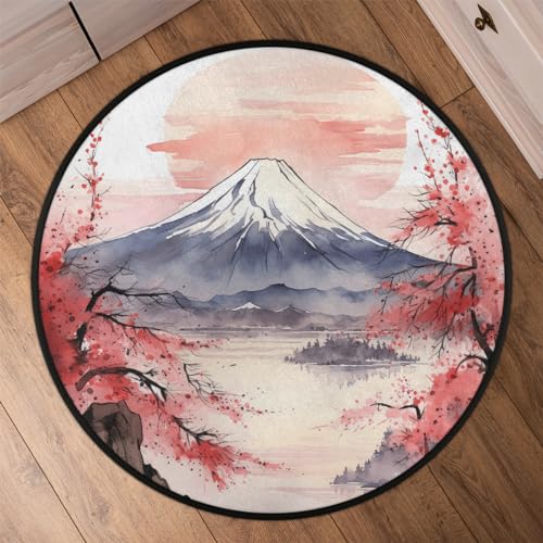 Japanese Style Art Print Round Area Rug 3Ft Circle Carpet Floor Mat - color: Art Print, size: 3 ft