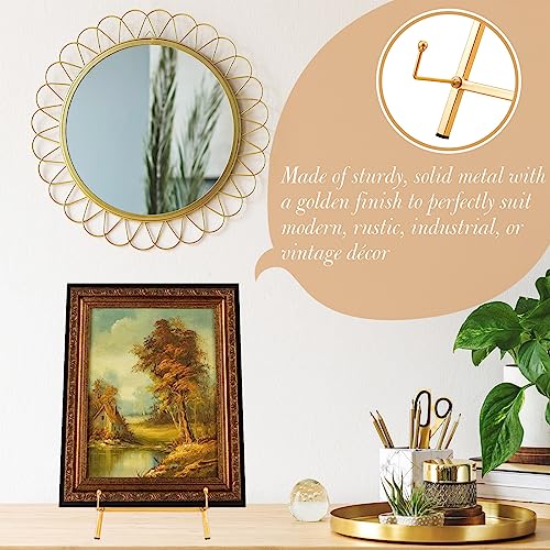 Leinuosen 2 Pcs Metal Easel Stand 16.5" H x 8.7" W x 4.3" D Table Top Easel Stand for Display Tripod Art Picture Mirror Modern Plate Holder for Display Book Photo Wedding Sign (Gold) - color: Gold