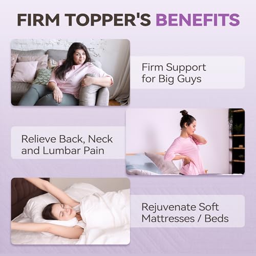 BDEUS 3 inch Extra Firm Memory Foam Mattress Topper Twin XL Size, Supportive Mattress Pad for College Dorm Room, Foam Bed Topper with Senior Grey Cover, 39 × 80 Inch - size: Twin XL, style: 3 inch