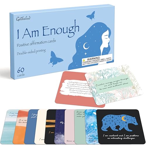 60 PCS Positive Affirmations Cards for Women, Daily Motivational Cards with Positive Messages, Double-Sided with Deep Reflections, Unique Designs on Each Card, Self-Care Gift for Her (4” x 4”)