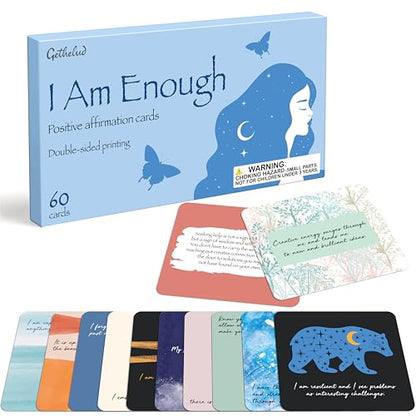 60 PCS Positive Affirmations Cards for Women, Daily Motivational Cards with Positive Messages, Double-Sided with Deep Reflections, Unique Designs on Each Card, Self-Care Gift for Her (4” x 4”)