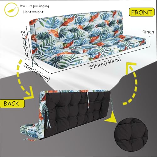 Porch Swing Cushion Three Seat Waterproof, Summer, 40 x 55in - color: Summer, size: 40 x 55in