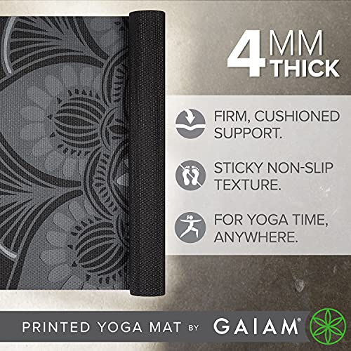 Gaiam Yoga Mat Classic Print, 4mm Non-Slip Mat | Lightweight 4mm print yoga mat with non-slip grip. Ideal for yoga, Pilates & floor workouts at home or studio. - color: Mystic Ink