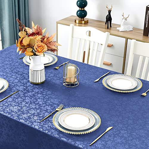 Romanstile Waterproof Vinyl Tablecloth Rectangle, 54 x 120 Inch, Rose Navy Blue - color: Rose Navy Blue, size: 54" x 120" (Rectangular)
