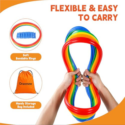 20Pcs 15" Square & Round Hopscotch Rings, Kids Agility Obstacle Course - style: 15" Square + Hoop – 2 Set