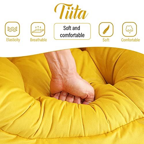Tiita Lazy Chair with Ottoman, Comfy Reading Accent Chair, Velvet Yellow - color: Yellow