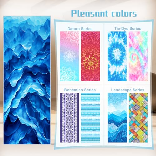 Yoga Mat Towel,Hot Yoga Towel High-Definition Pattern,Machine Washable with Ultra-Absorbent Yoga Towels for Hot Yoga Non Slip for Fitness,Exercise,Pilates,72 x 27 in,Wave - color: Wave